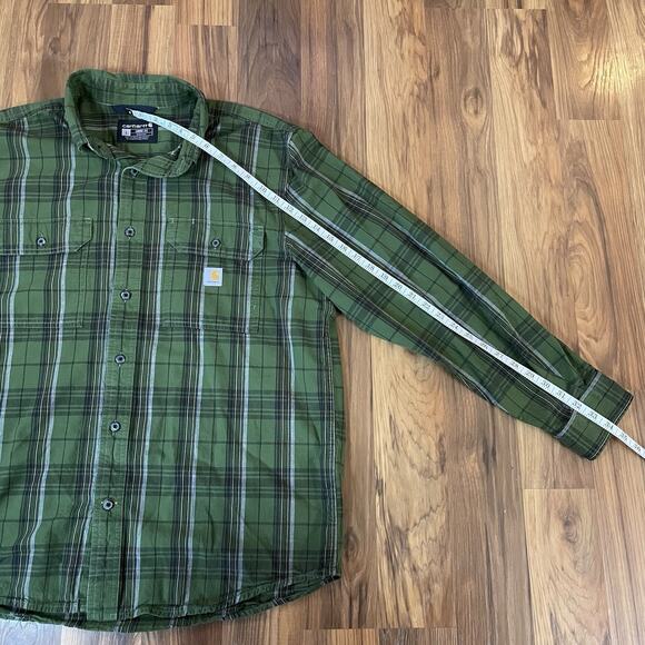 Carhartt Men's L Loose Fit Midweight Chambray Long-Sleeve Plaid Shirt - Green - Picture 8 of 8